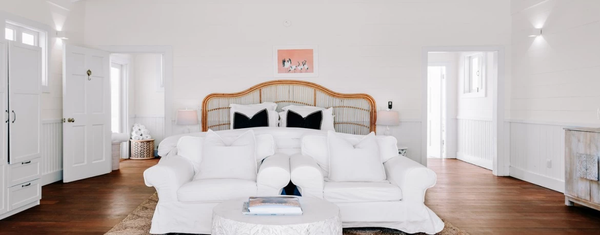 a white couch in a room