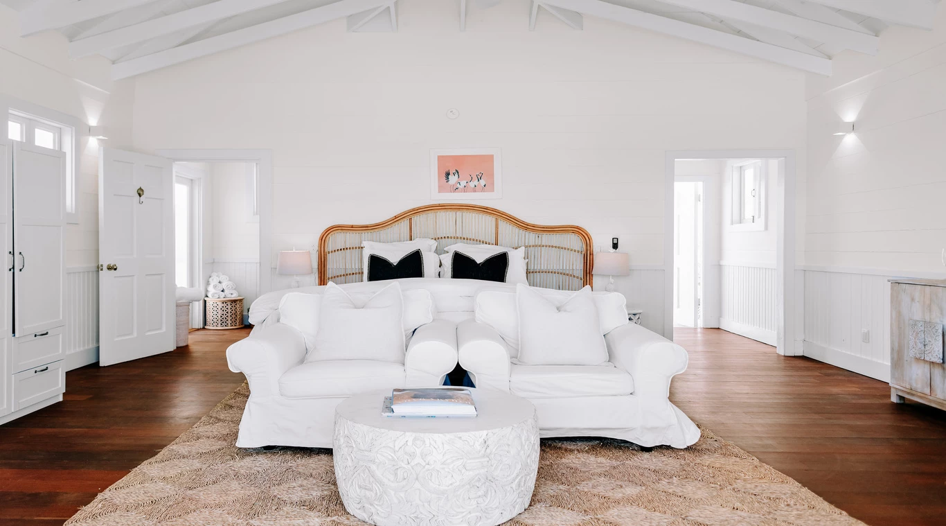 a white couch in a room