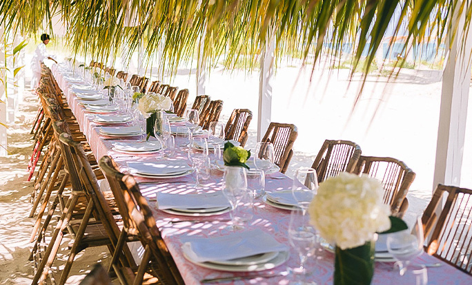 a table and chairs on a deck