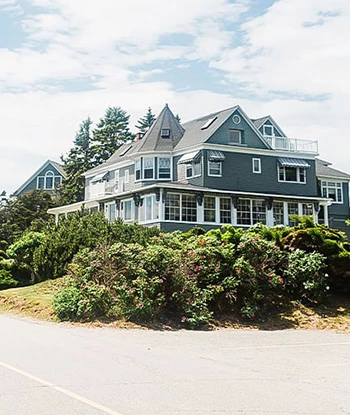 a house with a lot of trees and bushes