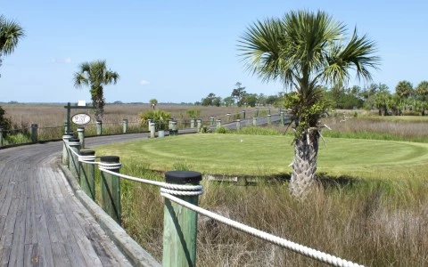 a fenced off area with a tree and a field in the background