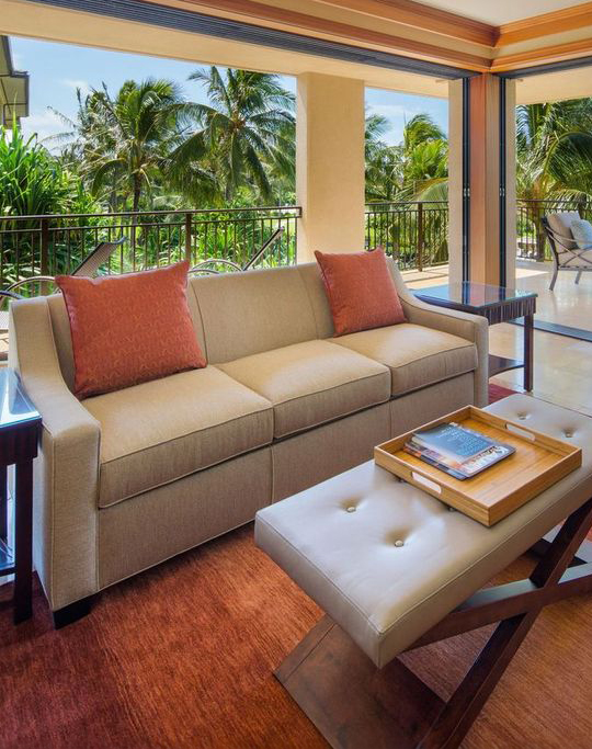 a couch and coffee table in a room