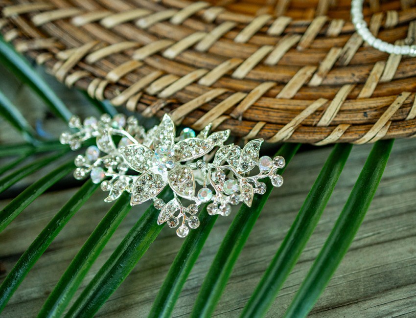a jewelry on a leaf