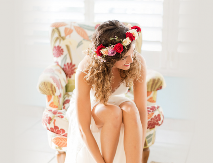 A happy beautiful brinde preparing for her big day