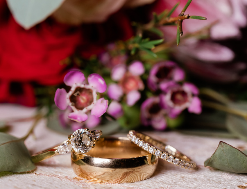 Closeup of two wedding rings