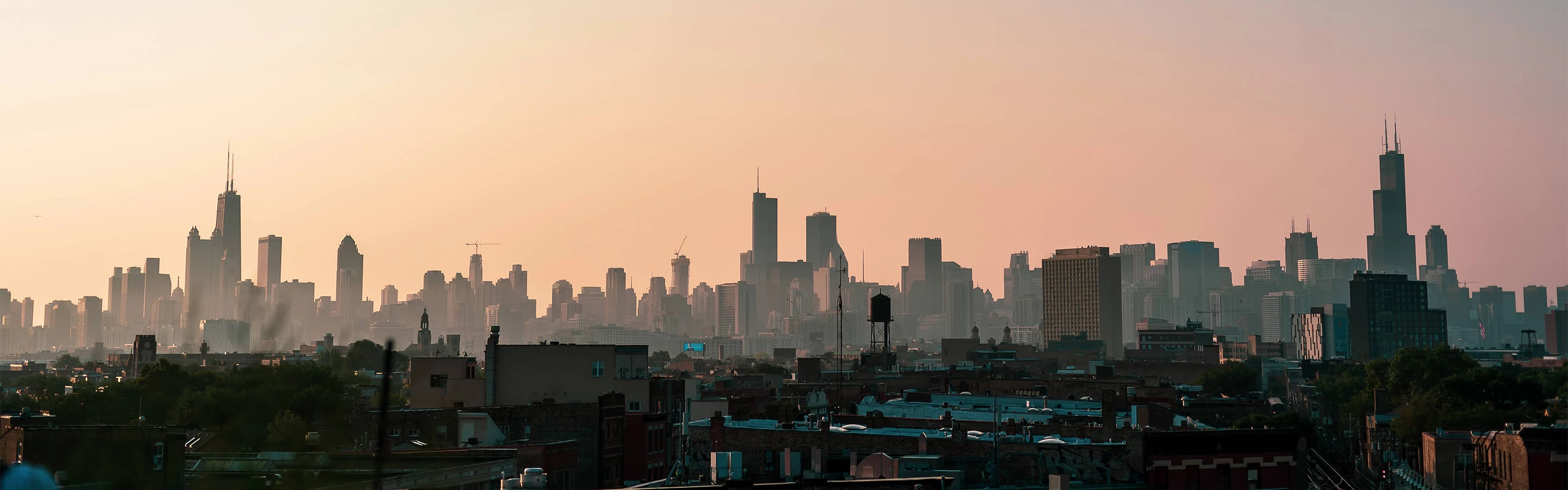 a city skyline with buildings in the background