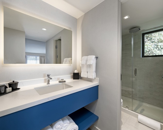 bathroom with vanity area and separate shower and toilet picture 3