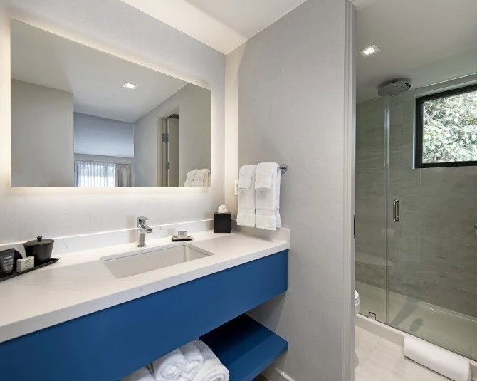 bathroom with vanity area and separate shower and toilet picture 3