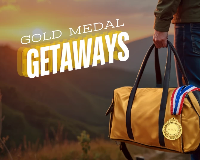 a person holding a bag with medals