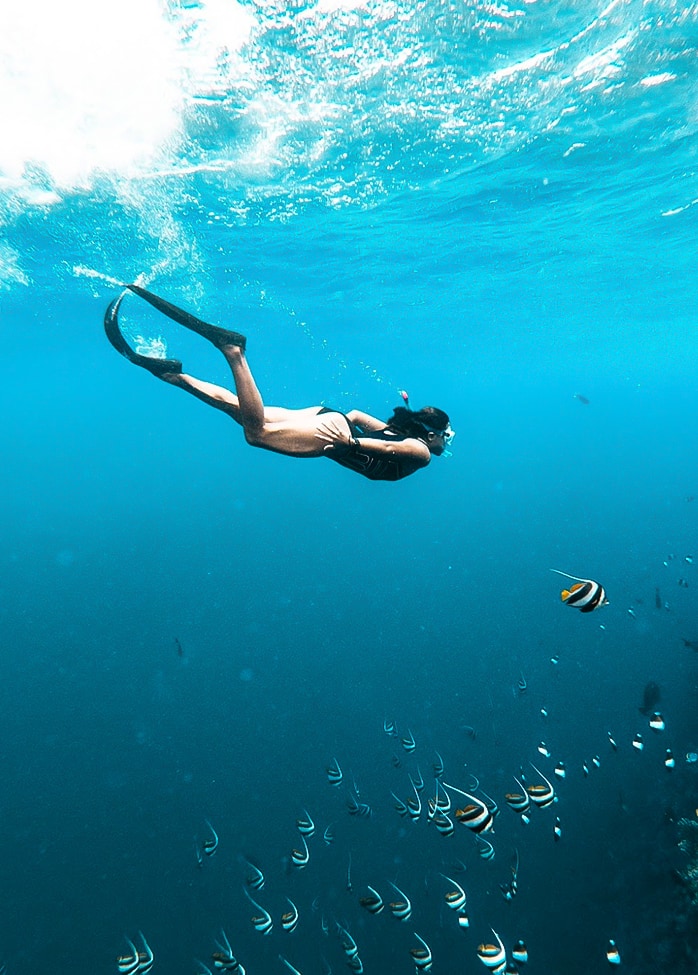 a person swimming underwater