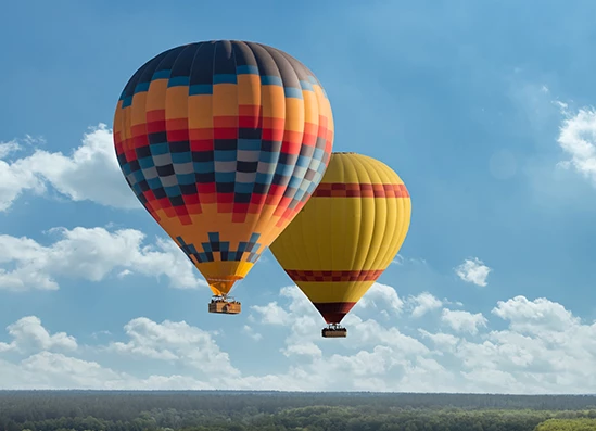 a group of hot air balloons in the sky