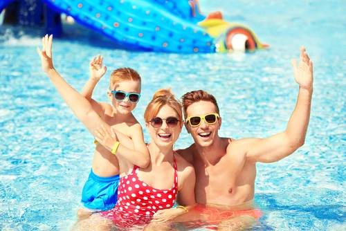 family at water park