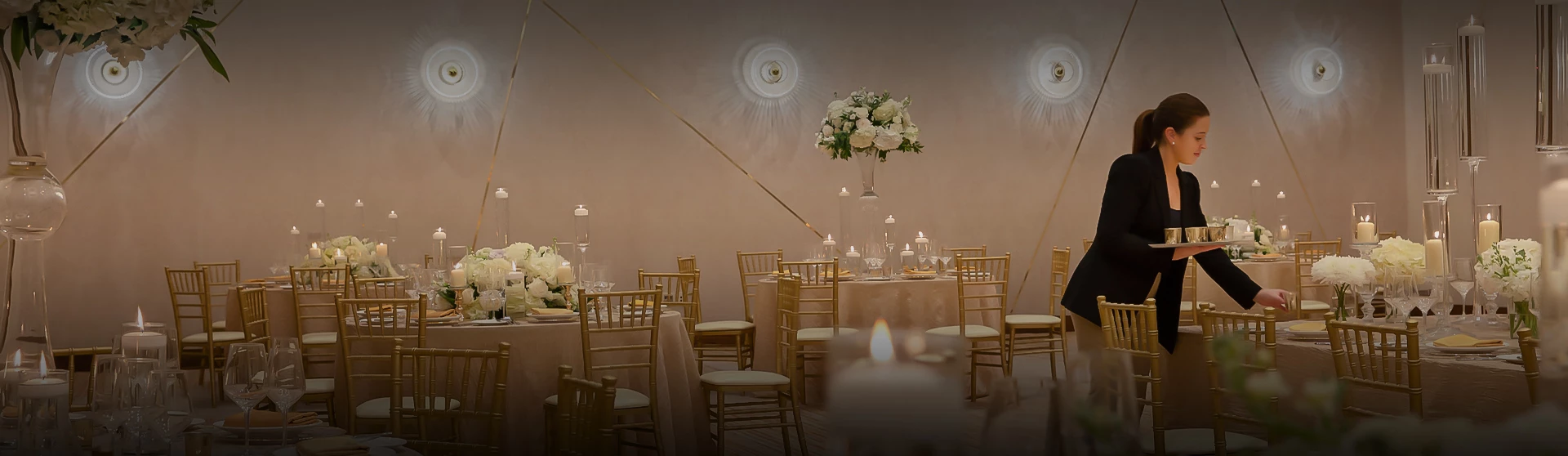 a table set for a wedding reception