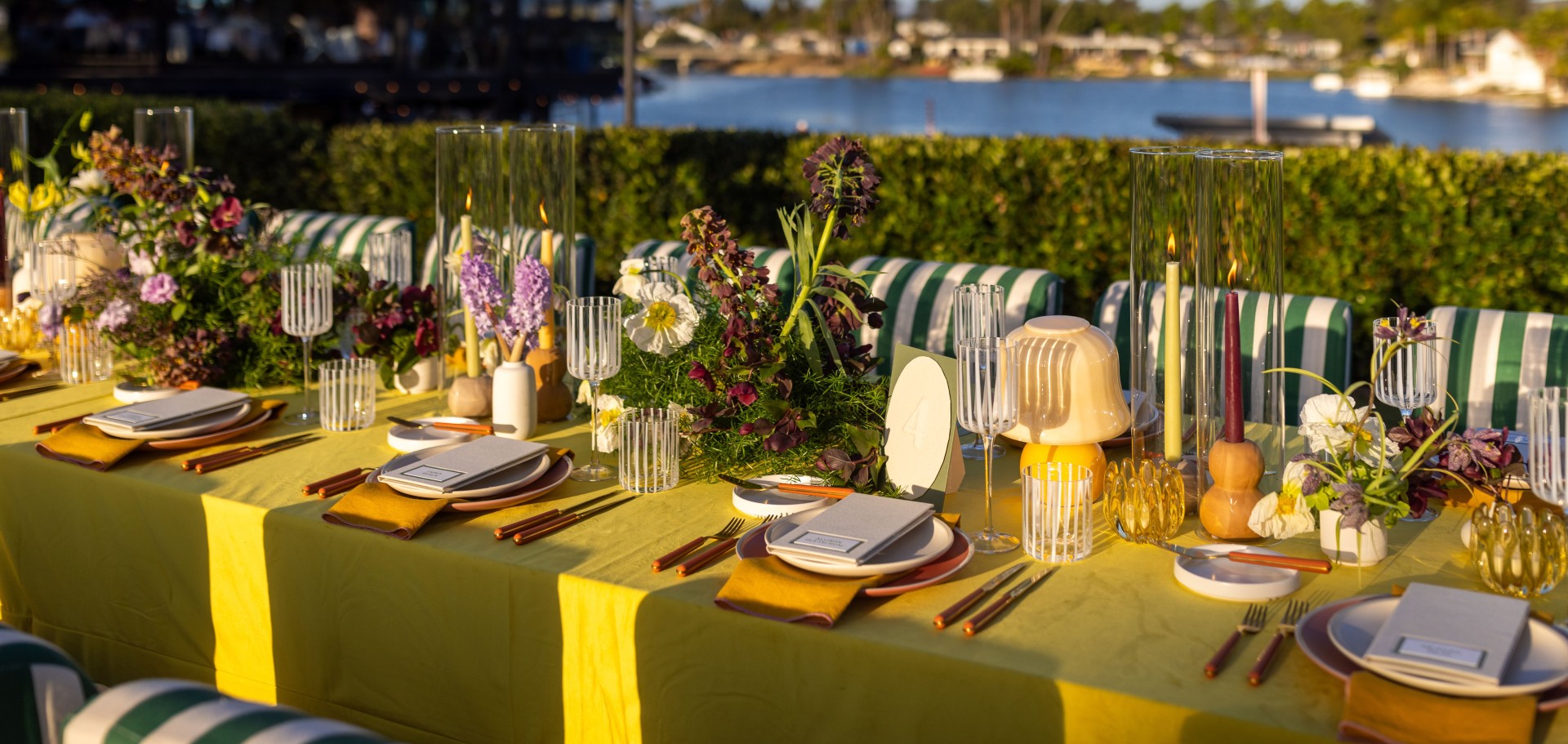 a table set up for a dinner party