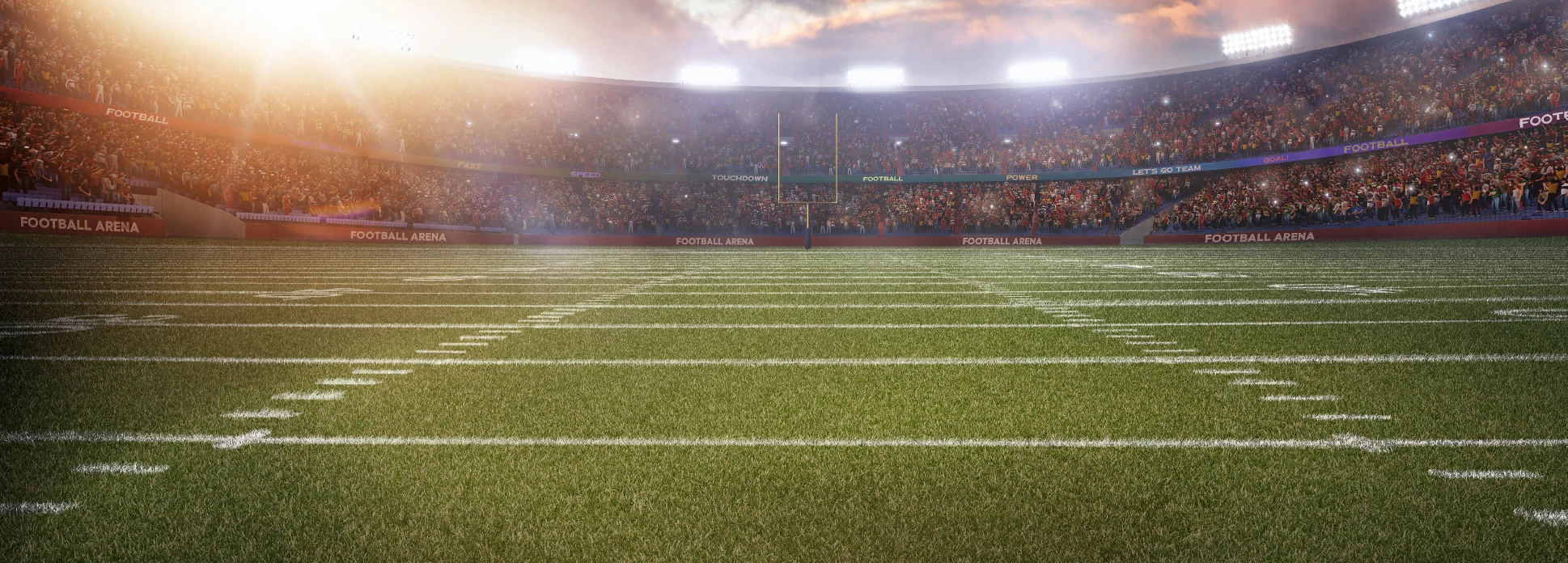 a football field with people in the background