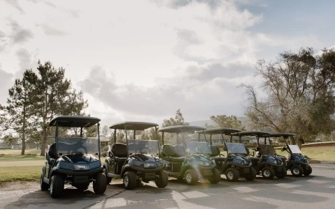 a group of golf carts