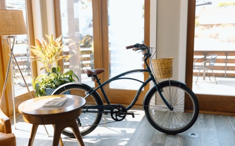 a bicycle in a room