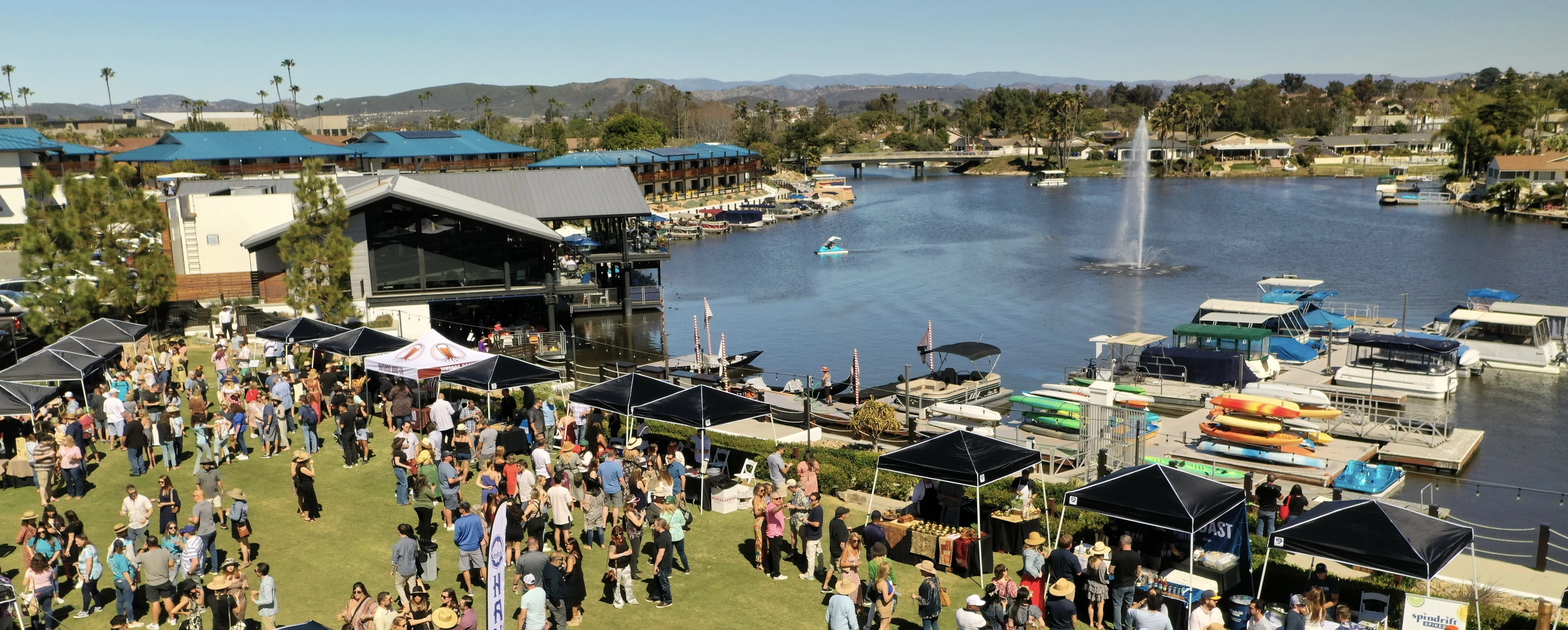 a crowd of people at a dock