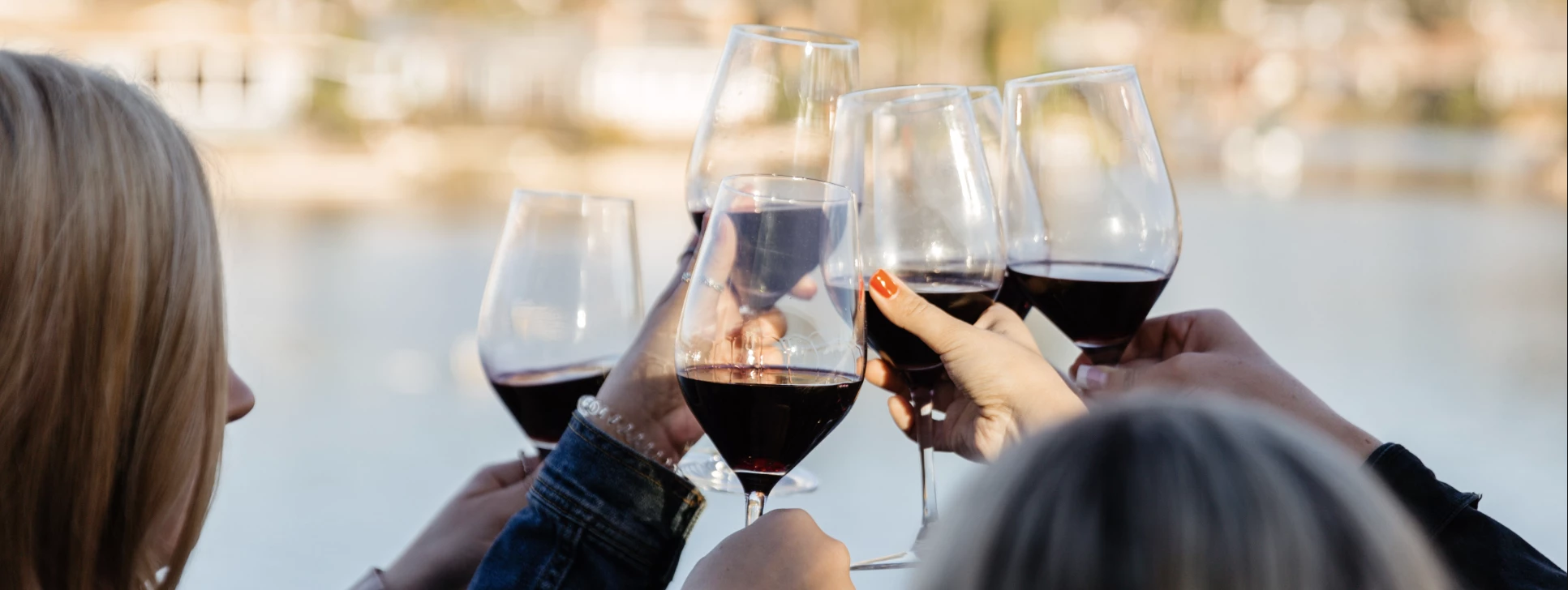 a group of people holding wine glasses