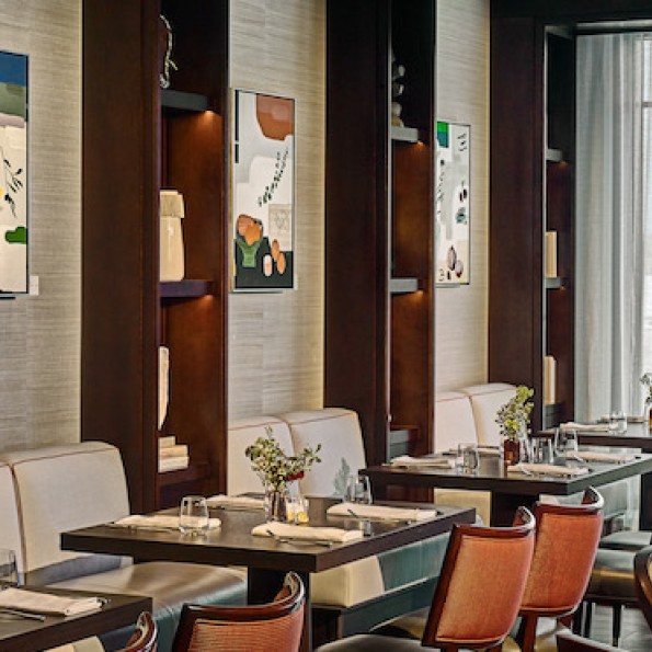 a restaurant with tables and chairs preview