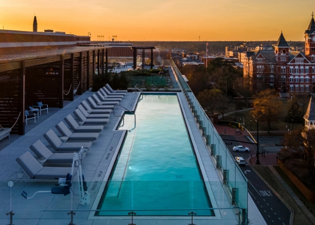 a pool on a rooftop