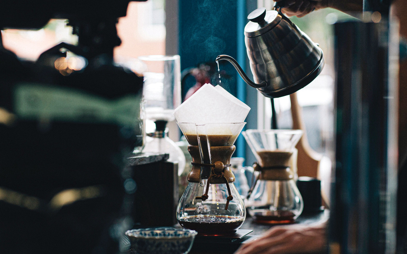 coffee being poured by the barista