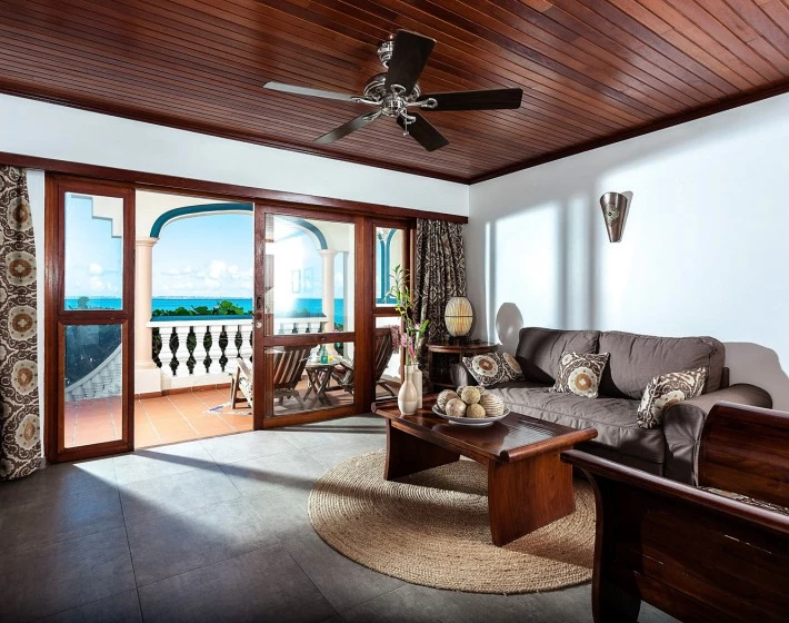 a living room with a large window