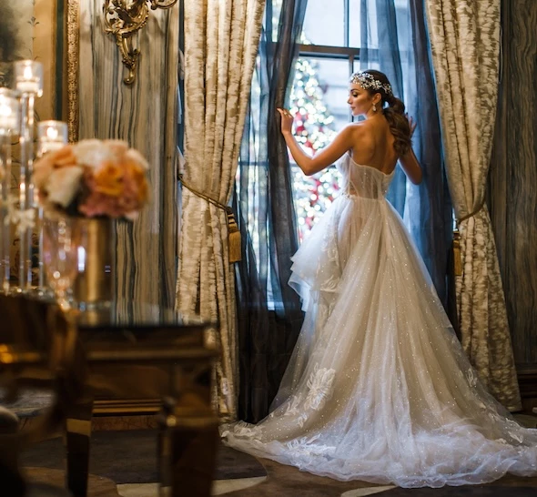 a woman in a white dress