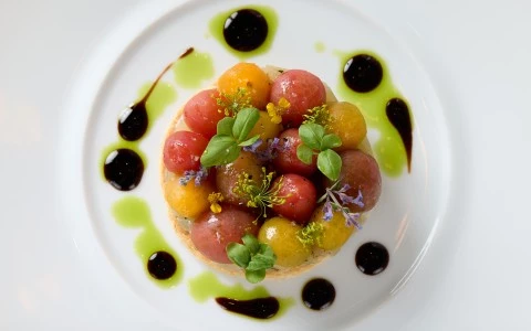 a plate of food with sauce