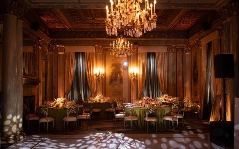 a room with tables and chairs