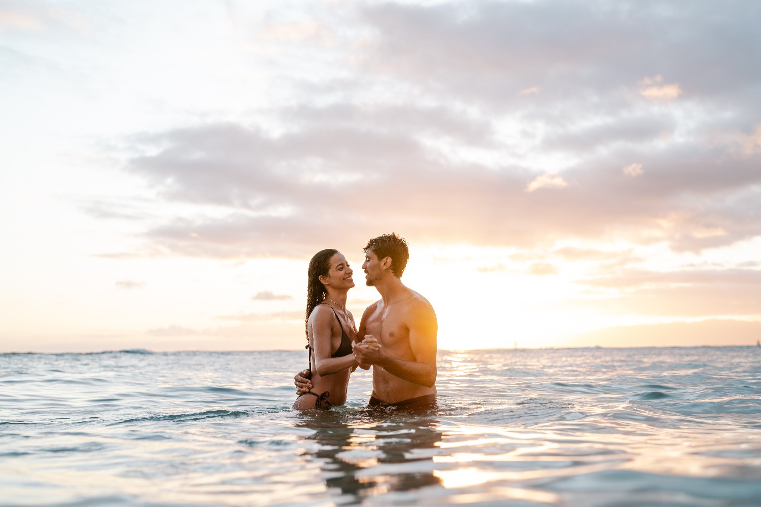 a man and woman in the water
