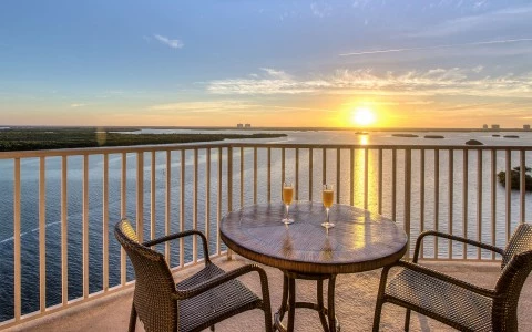 Table with chairs on private balcony