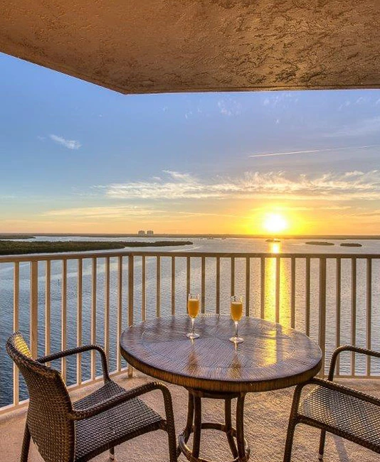 Balcony with table and chairs