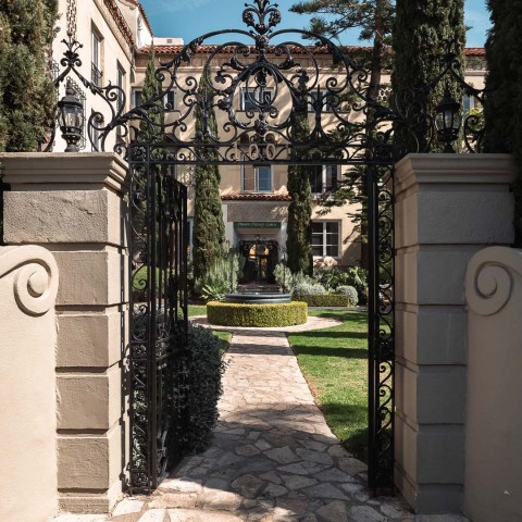 a gate to a building