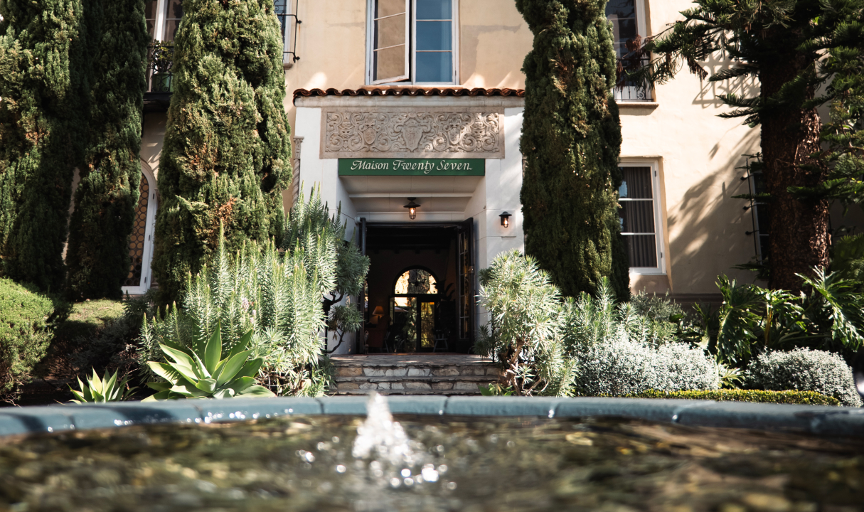a fountain in front of a building