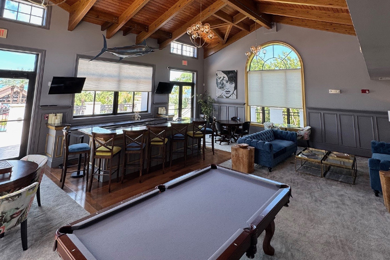 a pool table in a room