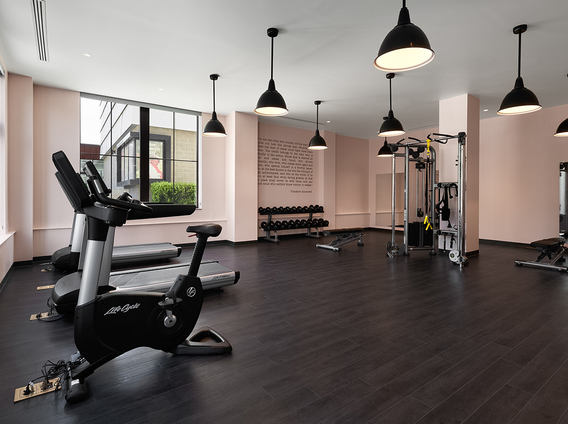 a gym with exercise equipment