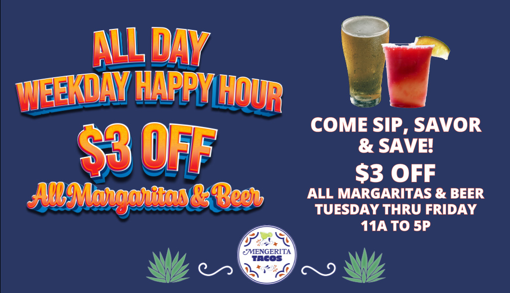 a blue sign with text and drinks