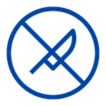 a blue circle with a knife in it