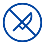 a blue circle with a knife in it