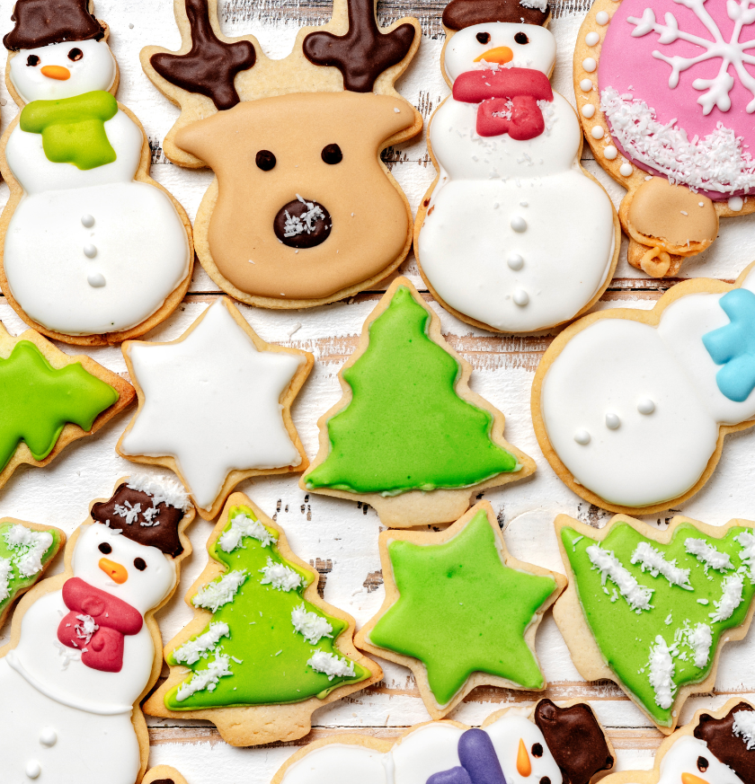a group of decorated cookies