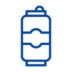 a blue outline of a drink can