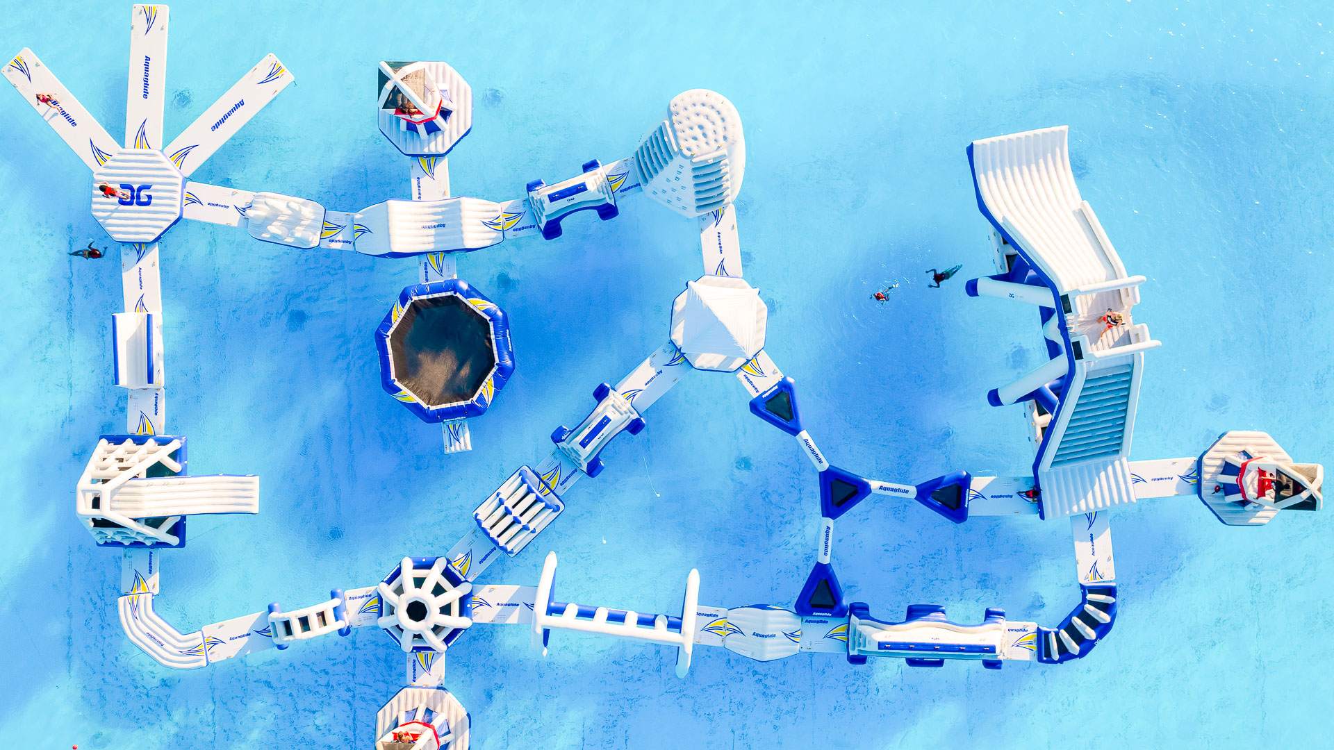 an inflatable water park