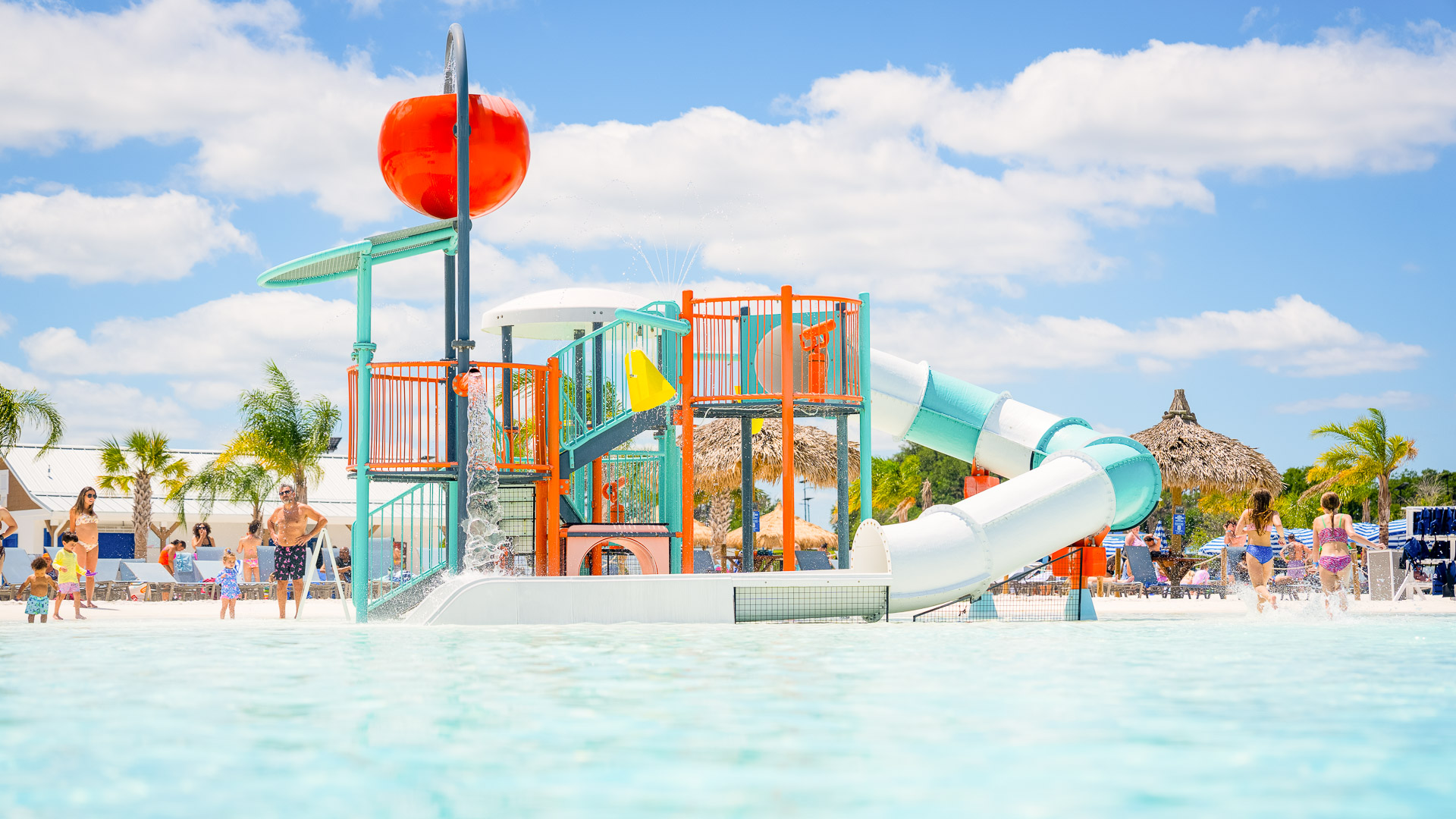 a water park with a slide