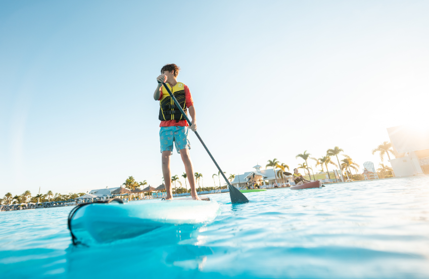 a person on a paddle board