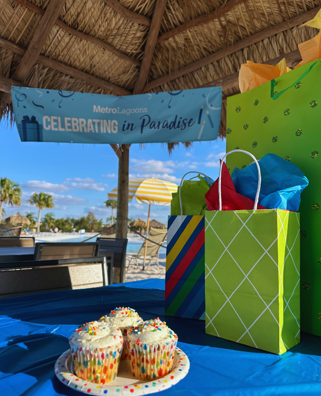 a cupcakes and bags on a table