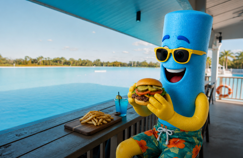 a person wearing sunglasses and holding a burger and fries