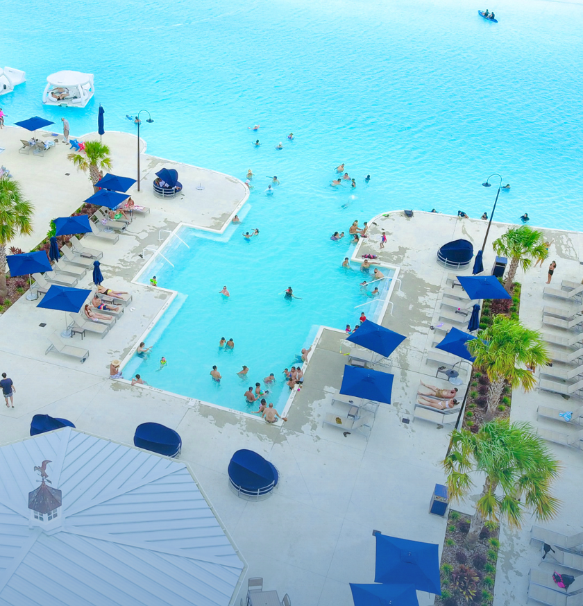 a pool with people in it