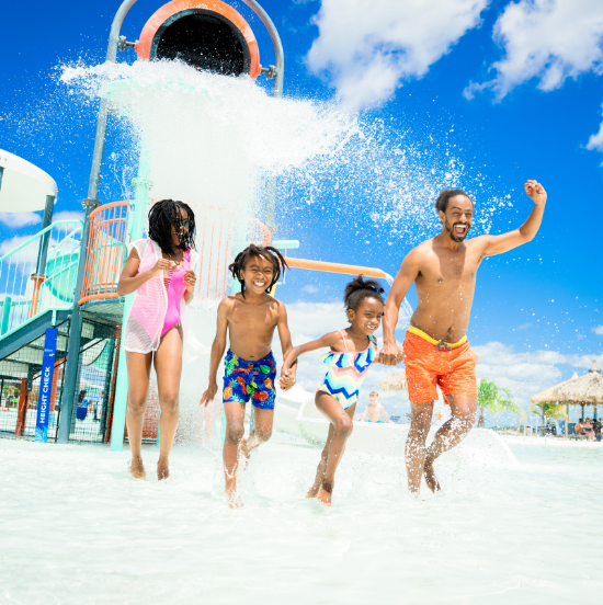 Guests cooling off in the blue water at MetroLagoons