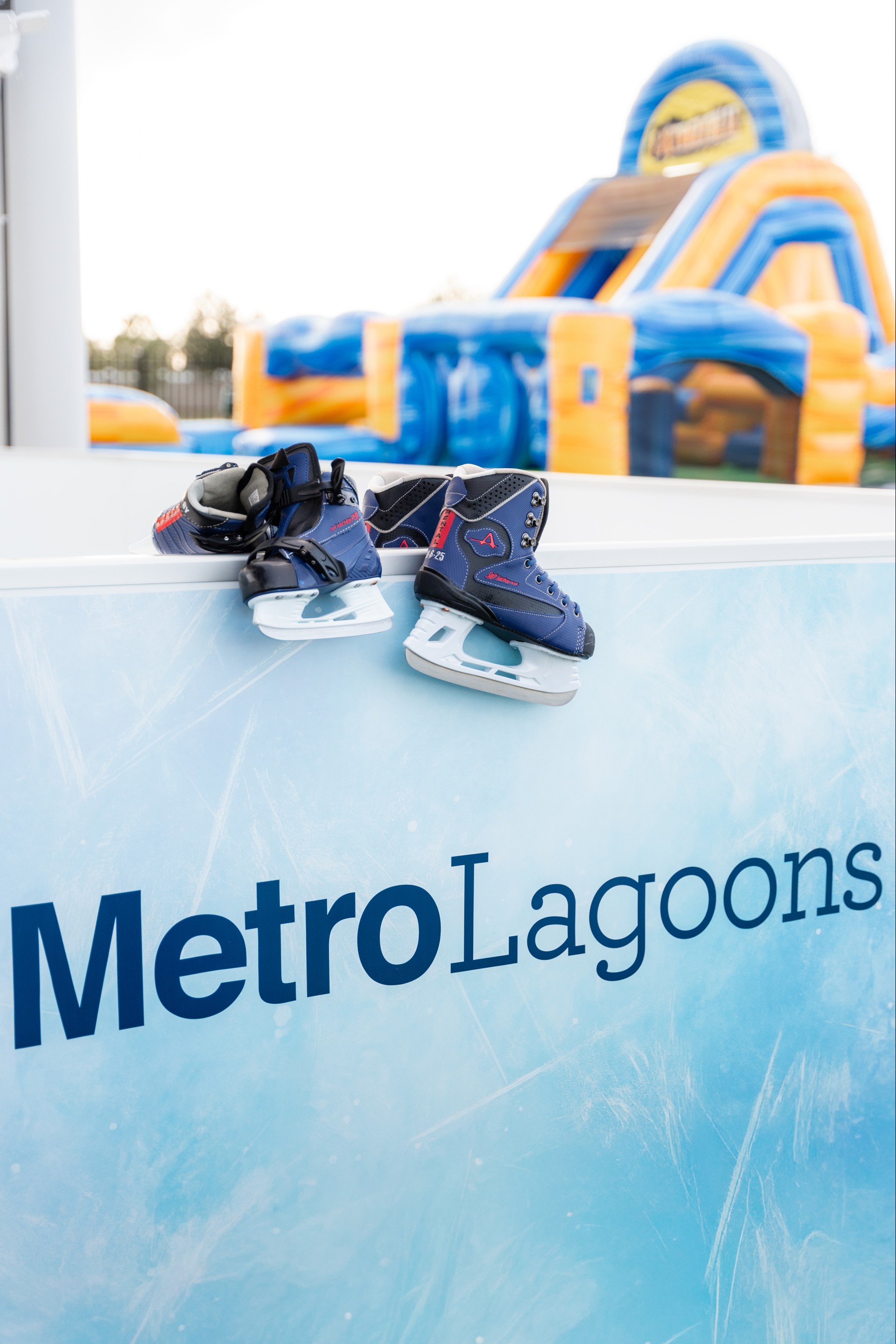 a pair of ice skates on a wall